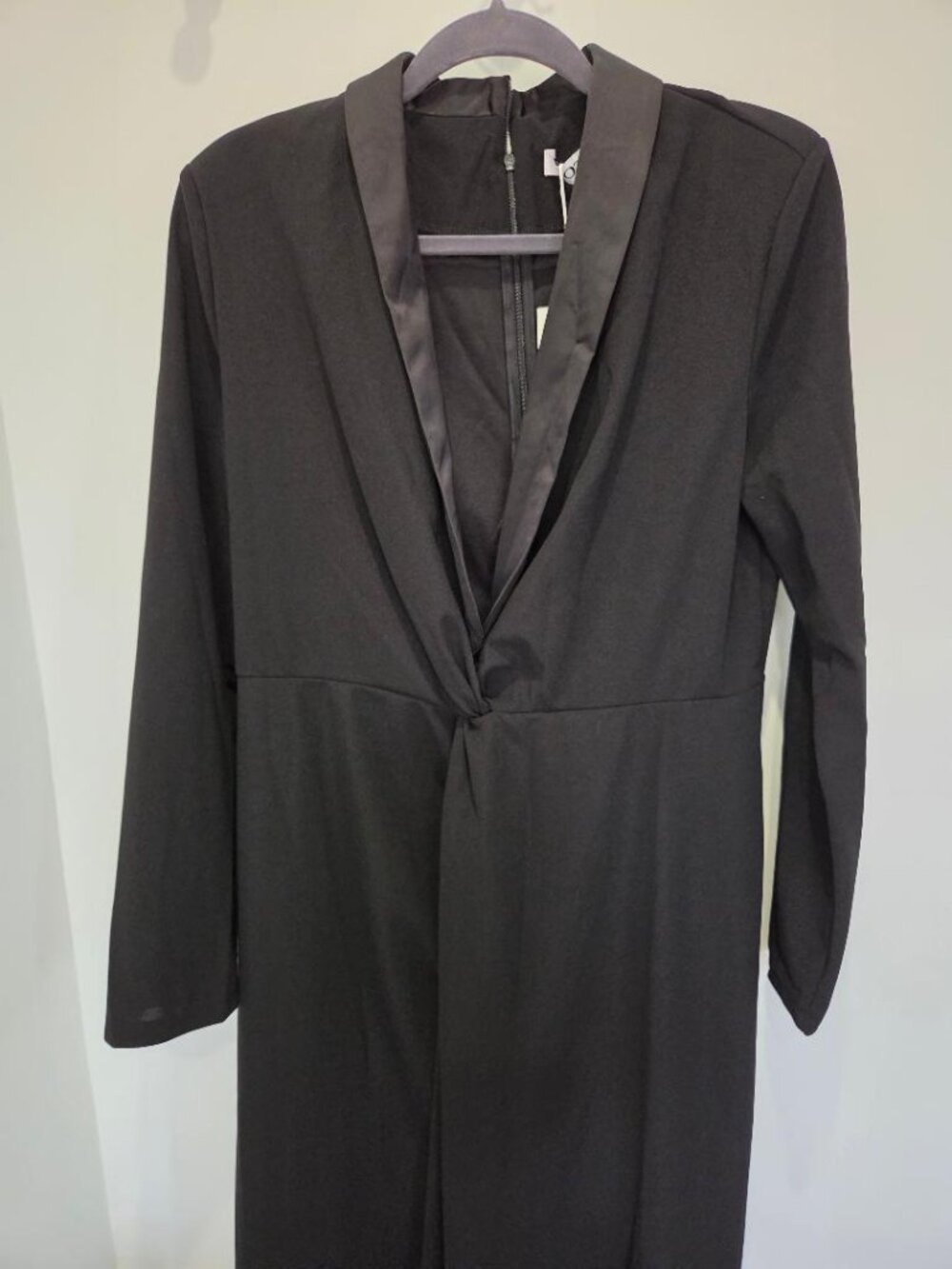 Uoozee New Black Tuxedo Style Twist Knot Front Long Maxi Dress/5% Elastane  XL - Picture 5 of 13